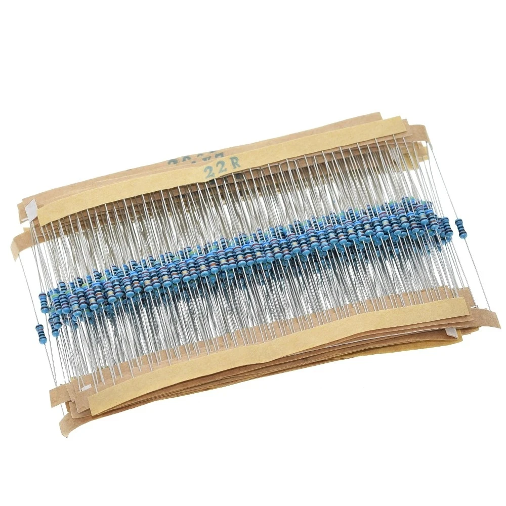 600pcs Resistor Kit 10 Ohm-1MOhm Resistors 1/4W ±1% Carbon Film Single Resistor Electrical Electronics 30 Value