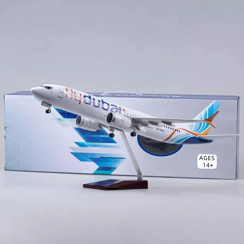 1:85 Scale 47CM Die-Cast Resin B737 Airbus Dubai Airways Middle East 737 Boeing Series Aircraft Model With Lights and Wheels