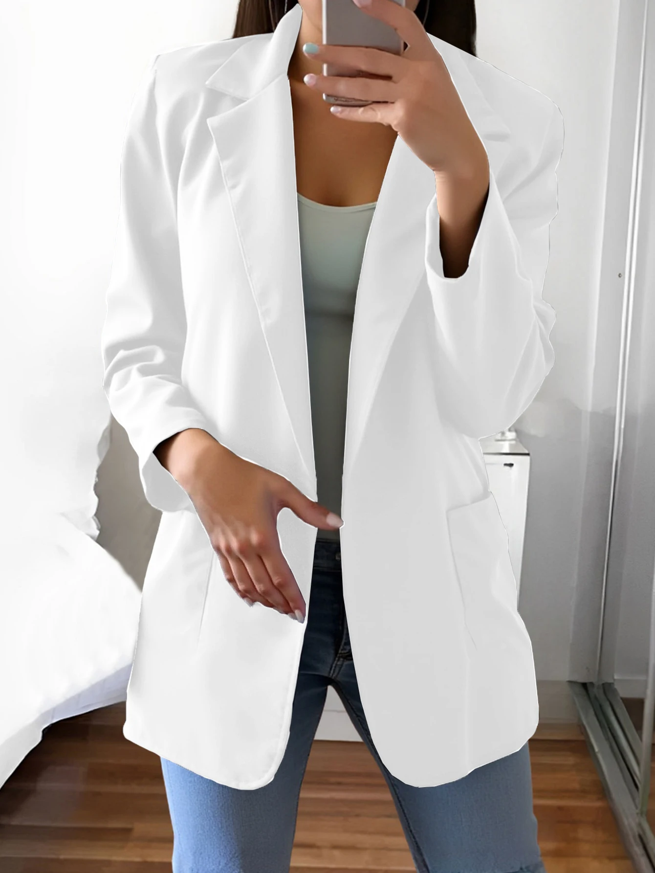 Blazer da donna Autunno 2025 Blazer formale chic da ufficio con tasche a maniche lunghe e collo a scialle