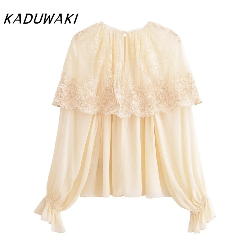 KADUWAKI Elegant Shirt for Women Fashion Spring New Cape Decoration Romantic Style Blouse Street Clothing Shirts Chic Ladies Top