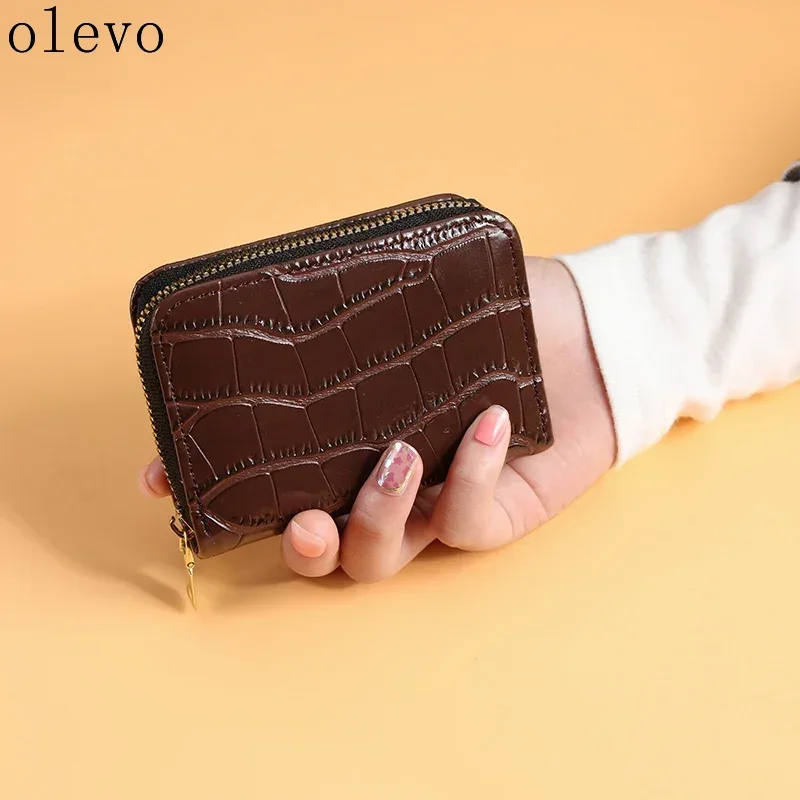 Elegant Vintage Women's Mini Card Holder - Crocodile Print Multi-slot Multi-function