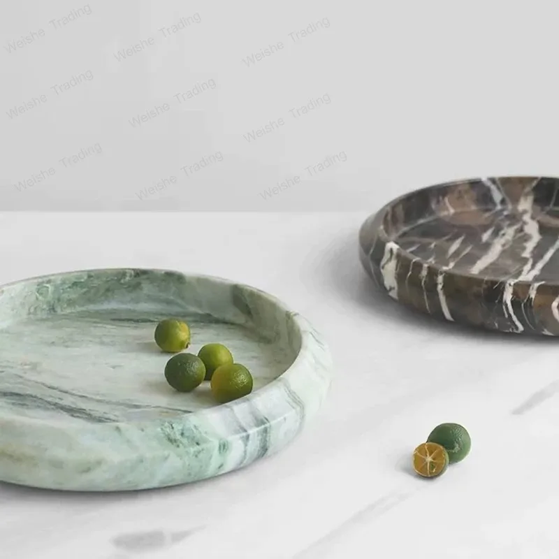 Luxury Marble Fruit Bowl-Villa/Show Flat Centerpiece, High-End Coffee Table Decor, Handcrafted Natural Stone Tray for Home/Hotel