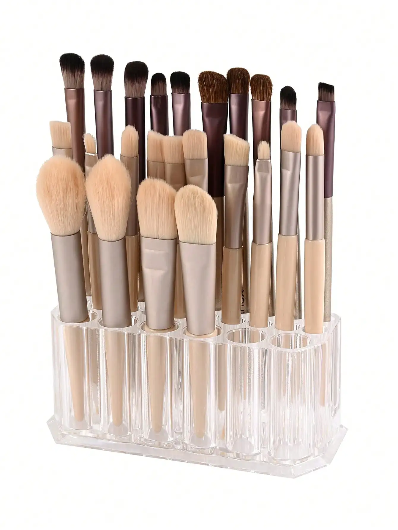 Porte-pinceau de maquillage en acrylique transparent, organisateur de pinceaux de beauté, évaluation du vernis à ongles