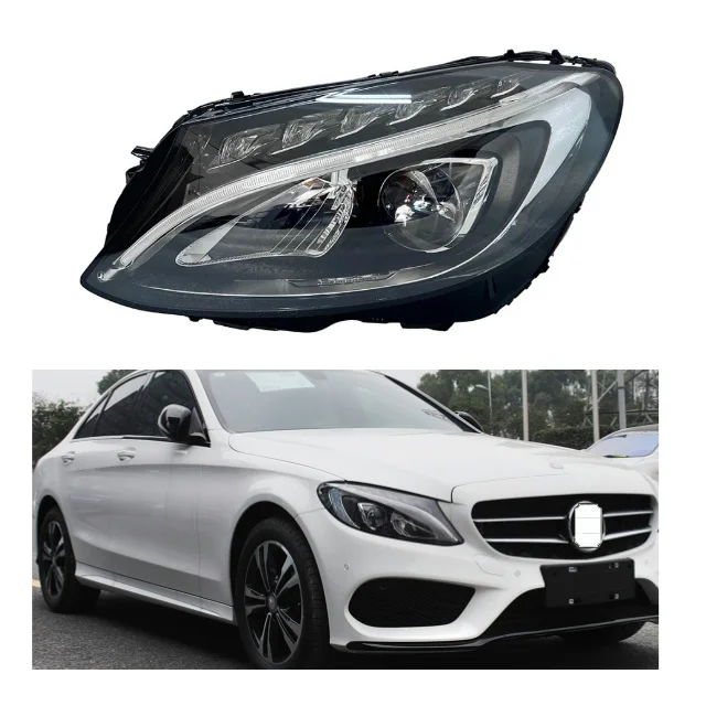 W205 C-Class 2015-2018 Low LED Front Headlight Assembly Fit C180 C200 C260 C300 Auto Lamp Replacement Parts OEM