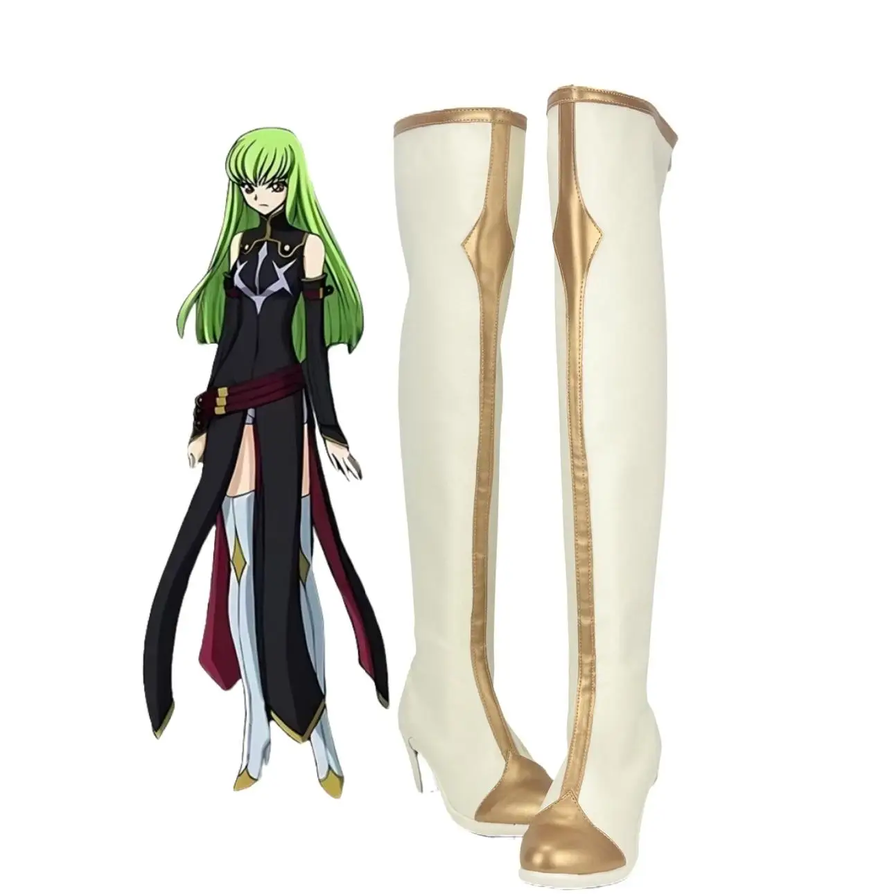 Code Geass CC Cosplay-Schuhe, maßgeschneiderte Stiefel mit hohen Absätzen, jede Größe