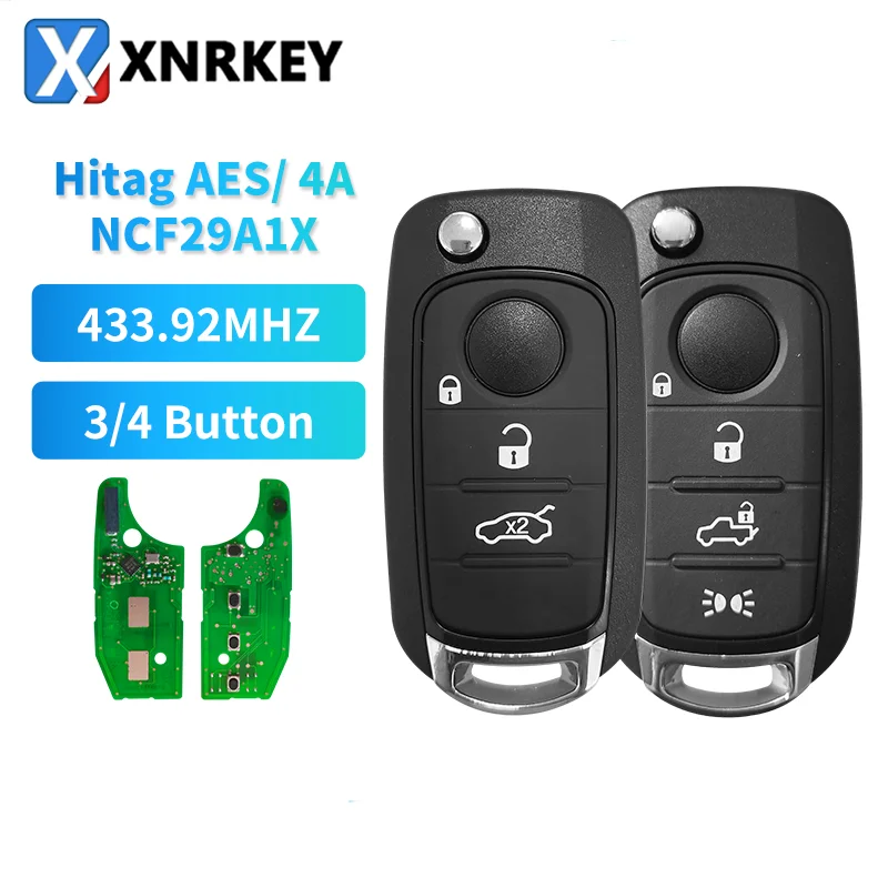 XNRKEY 3 Button 4 Button Smart Card Remote Control Car Key ID4A Chip Flip Key For Fiat Flip cover Car Key