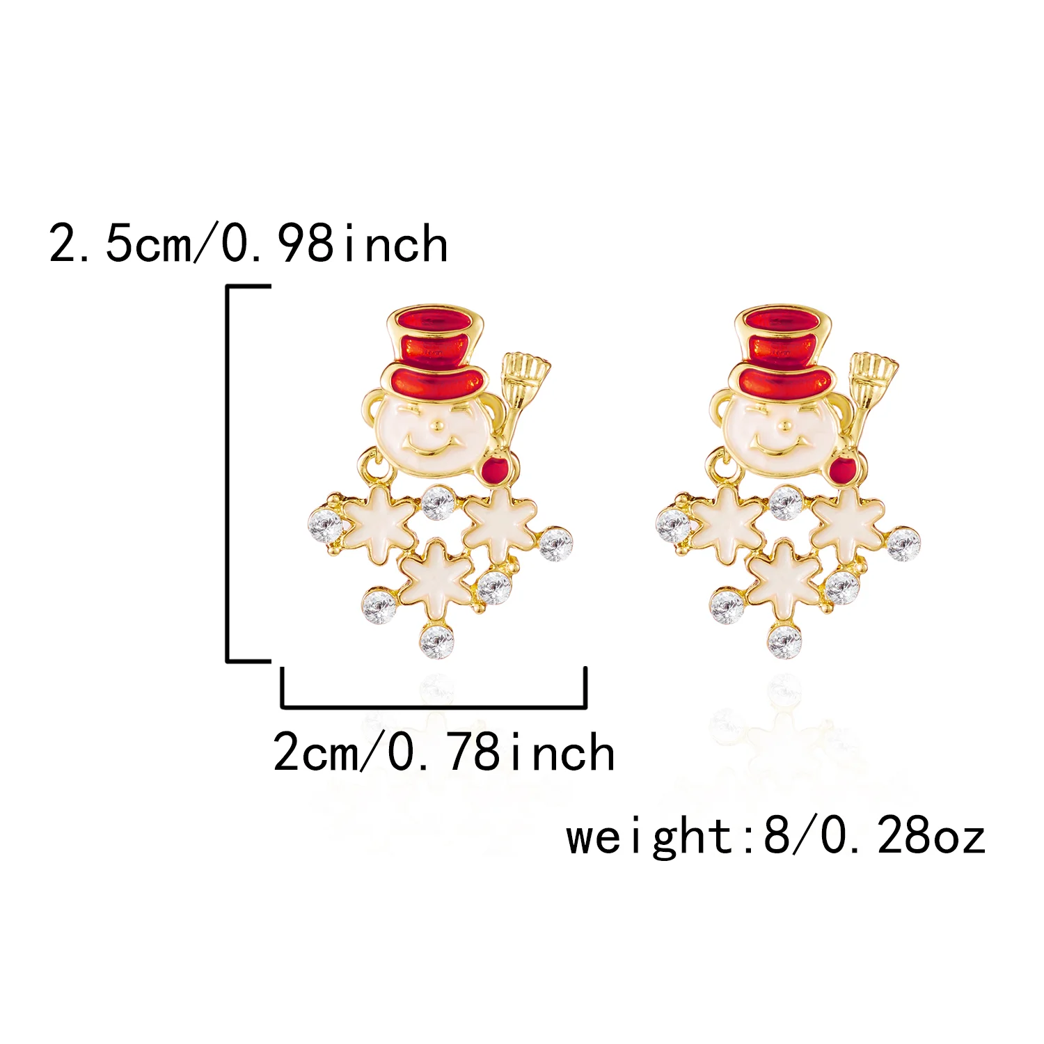 لطيف كريستال الزركون ثلج استرخى أقراط شجرة عيد الميلاد ندفة الثلج للنساء فتاة قبعة حمراء مجوهرات عيد الميلاد السنة الجديدة هدية حفلة