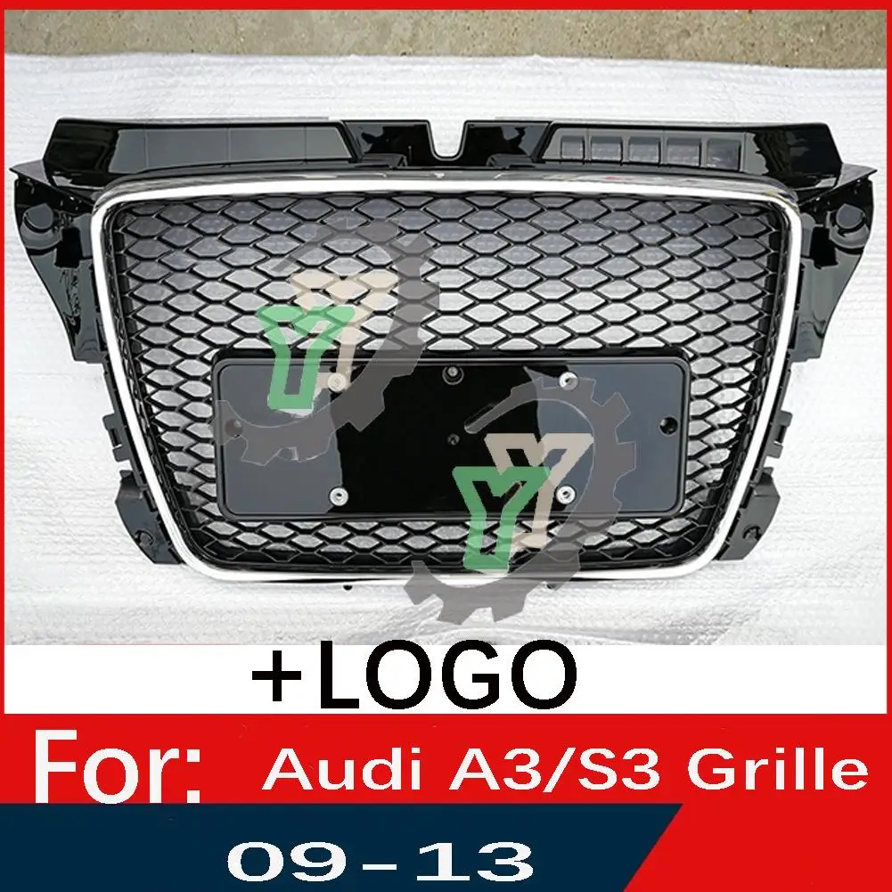 

For Audi A3/S3 2009 2010 2011 2012 2013 8P Car Front Bumper Grille Centre Panel Styling Upper Grill (Modify For RS3 style)