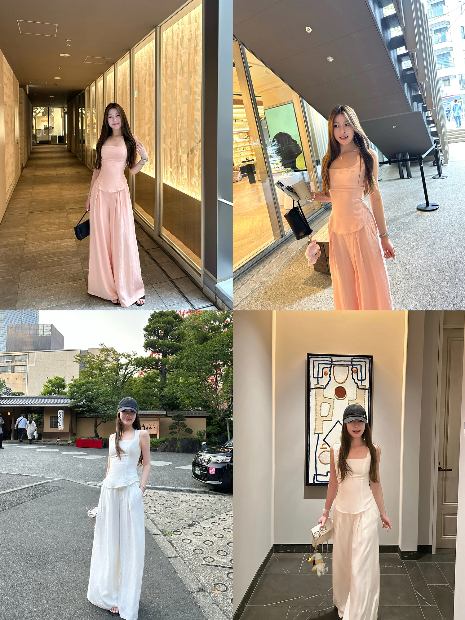 

Легкий шелково-льняной двухцветный комплект Dibaoxi: топ на тонких бретелях и повседневные широкие брюки для женщин, летний модный ансамбль