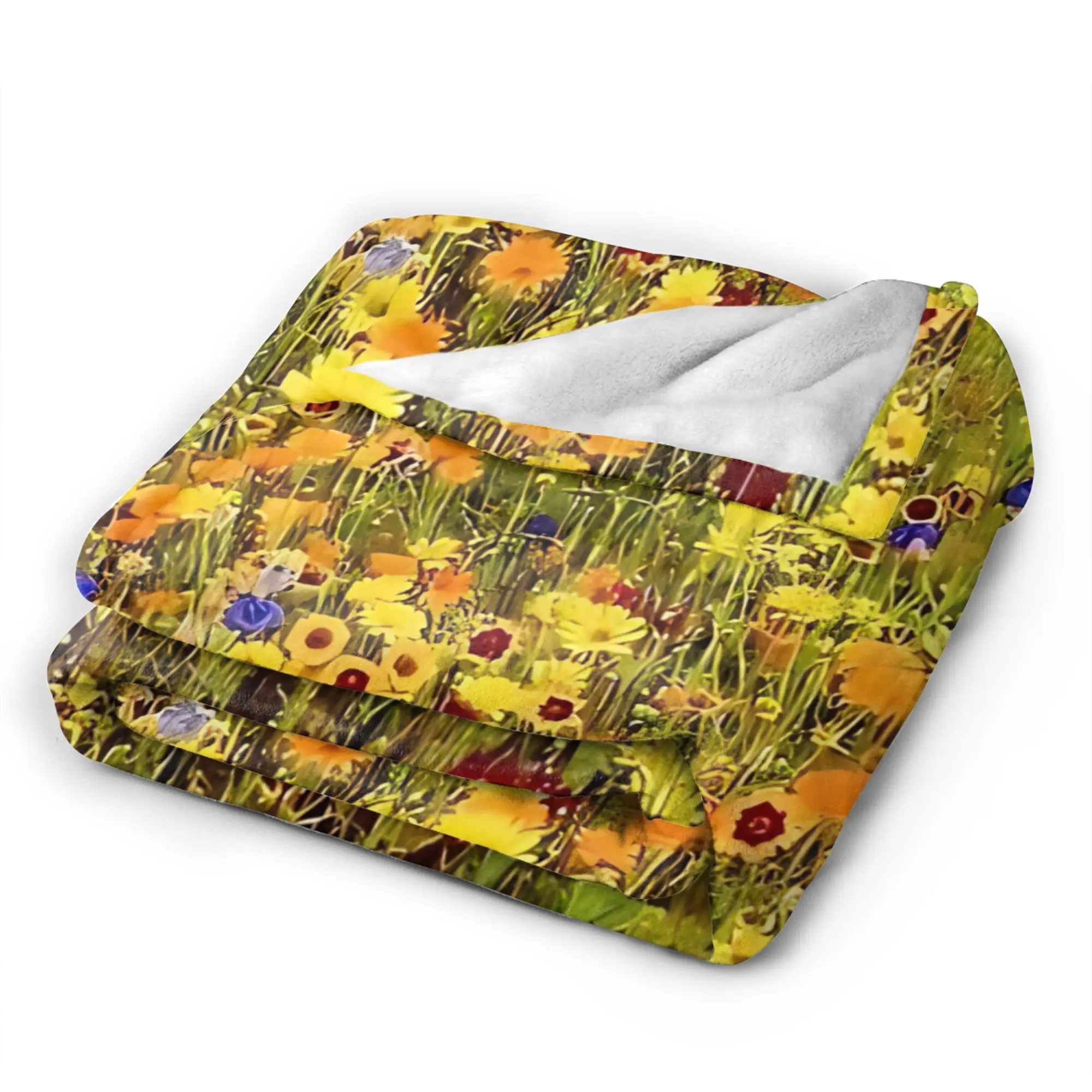 Flower Market  Flannel Blanket Spring  Warm Soft Throw Blanket for Boy Girl Couch Chair Street Trend Bedspread Sofa Bed Cover