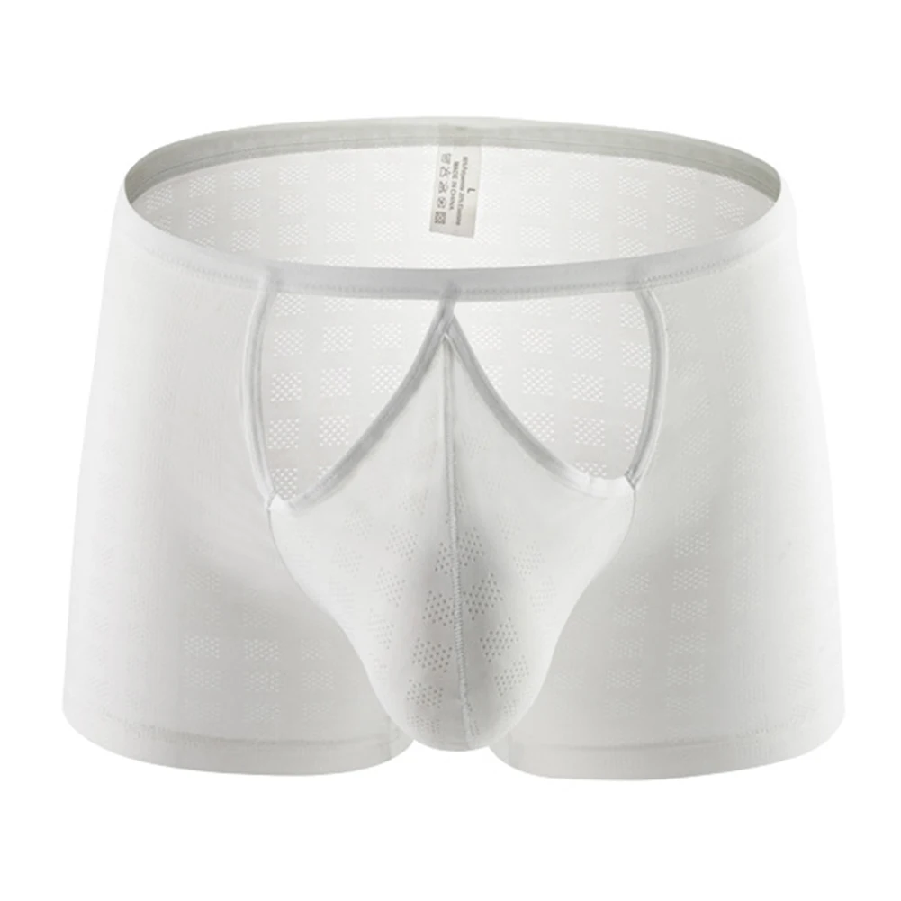 Мужские трусы-боксеры из ледяного шелка, нижнее белье, дышащее сексуальное полое тонкое нижнее белье, хит продаж