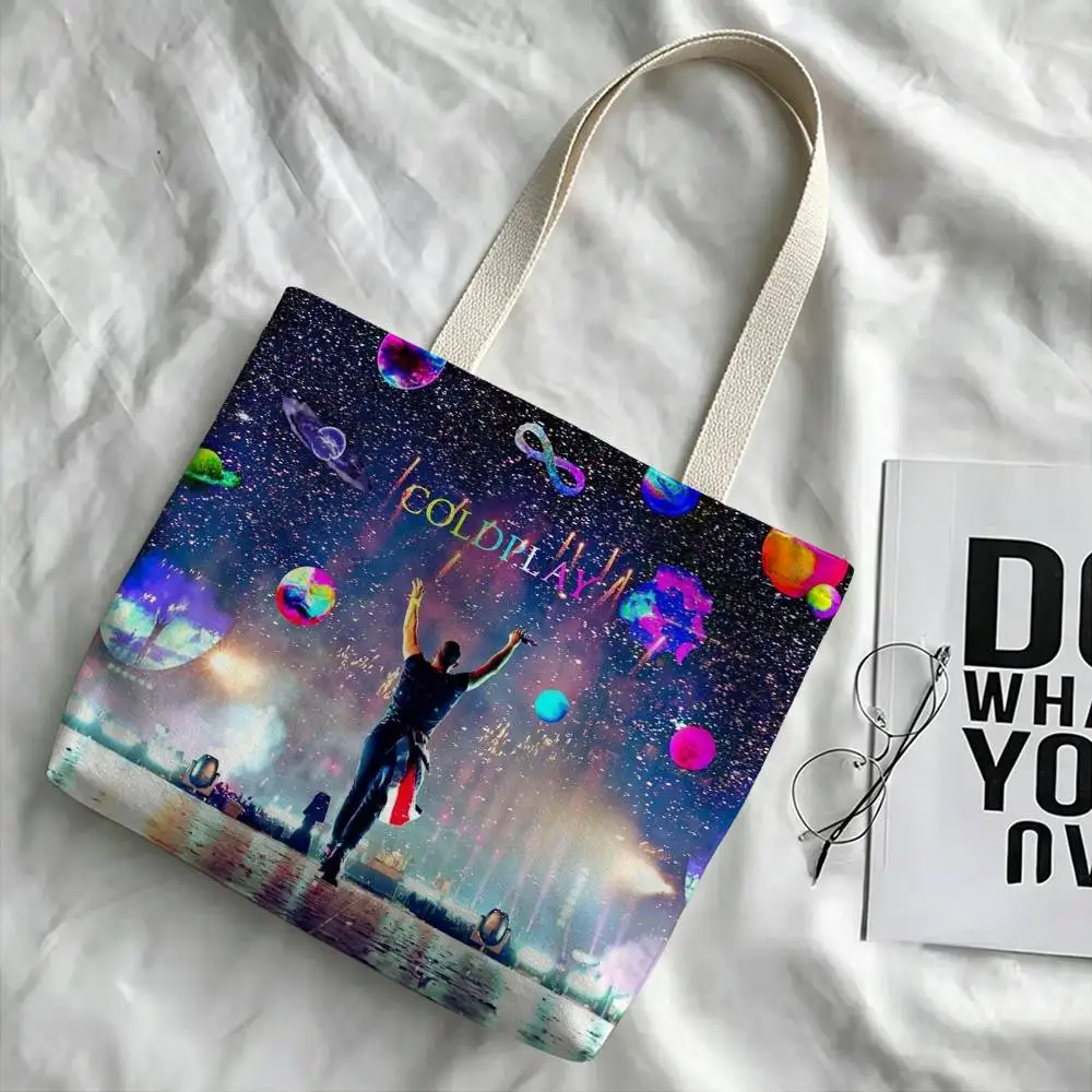 Group C-Coldplay-Y Storage Bags Double-Sided Print Large Tote Bag Durable Beach Picnic Foldable Gift Eco
