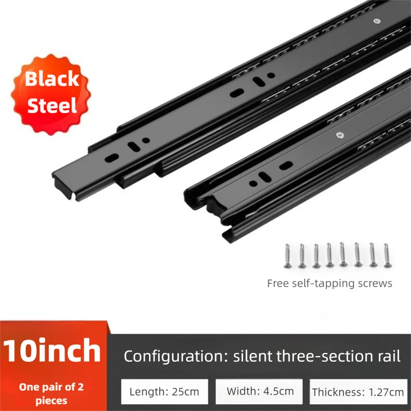Laderail 10 ~ 20 Inch Koudgewalst Stalen Ladegeleiders Sluiten Lade Schuifrail Tweedelige Kastgeleiders Meubelbeslag