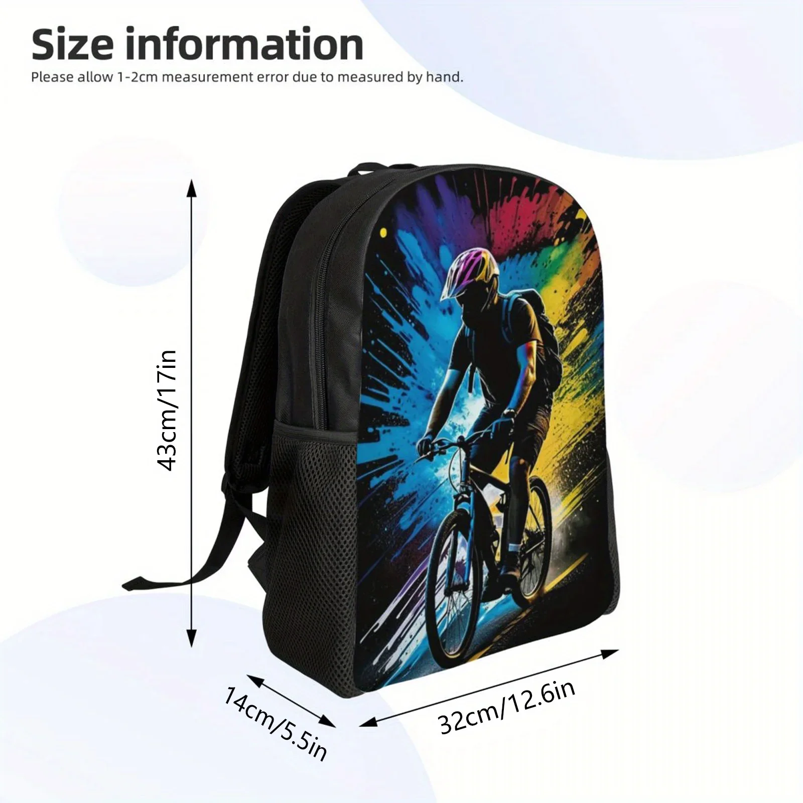 Bonita mochila estampada para montar en bicicleta, mochila de viaje para hombres y mujeres, bolsa ligera para computadora, bolso de hombro para computadora portátil