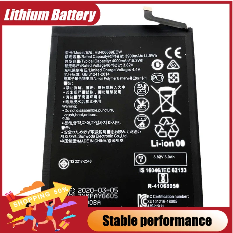 

HB406689ECW Phone Battery 3.82V 4000mAh For Huawei Enjoy 7 Enjoy 7 plus Y7 Prime Mate 9 Mate 9 prohonor 8C y9 New High Quality