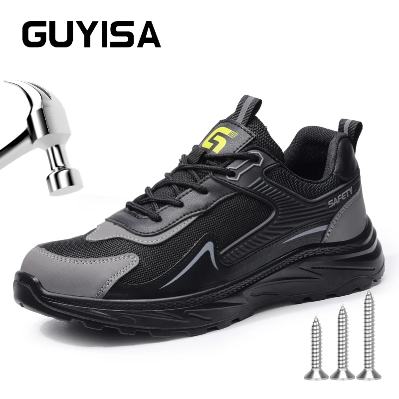 

GUYISA safety shose steel toes work shoes Acid and alkali resistant corrosion preventive breathable 5001 38-45