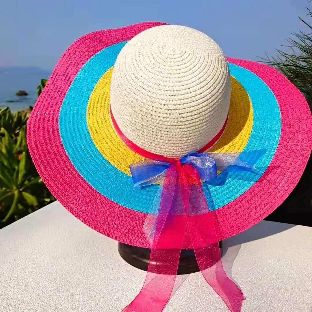 Women\'s Summer Straw Hat Beach Travel Straw Hat Beach Big Brim Sunblock Sunshade Hat Holiday Foldable Летняя соломенная шляпа 