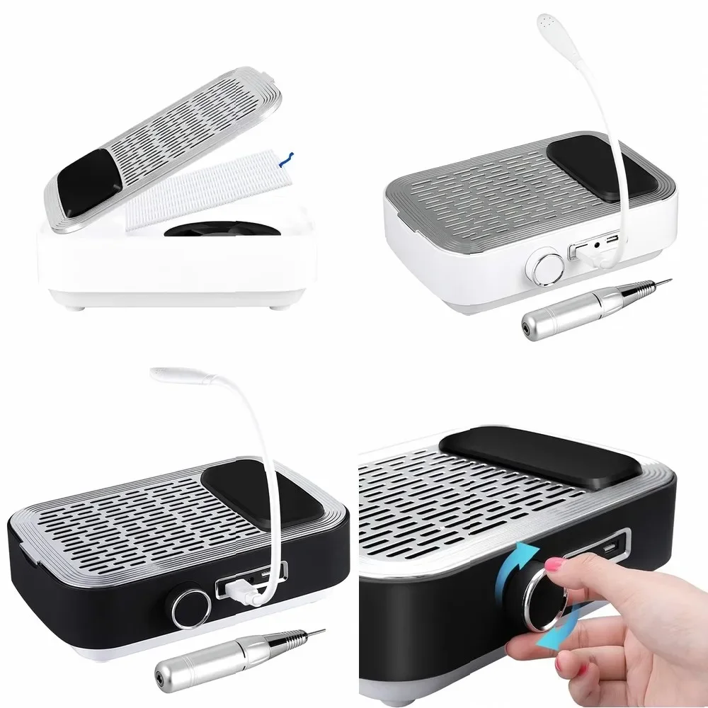 80W Cordless Nail Vacuum Cleaner with Reusable Filter, Strong Suction Wireless Nail Dust Collector & Silicone Hand Rest