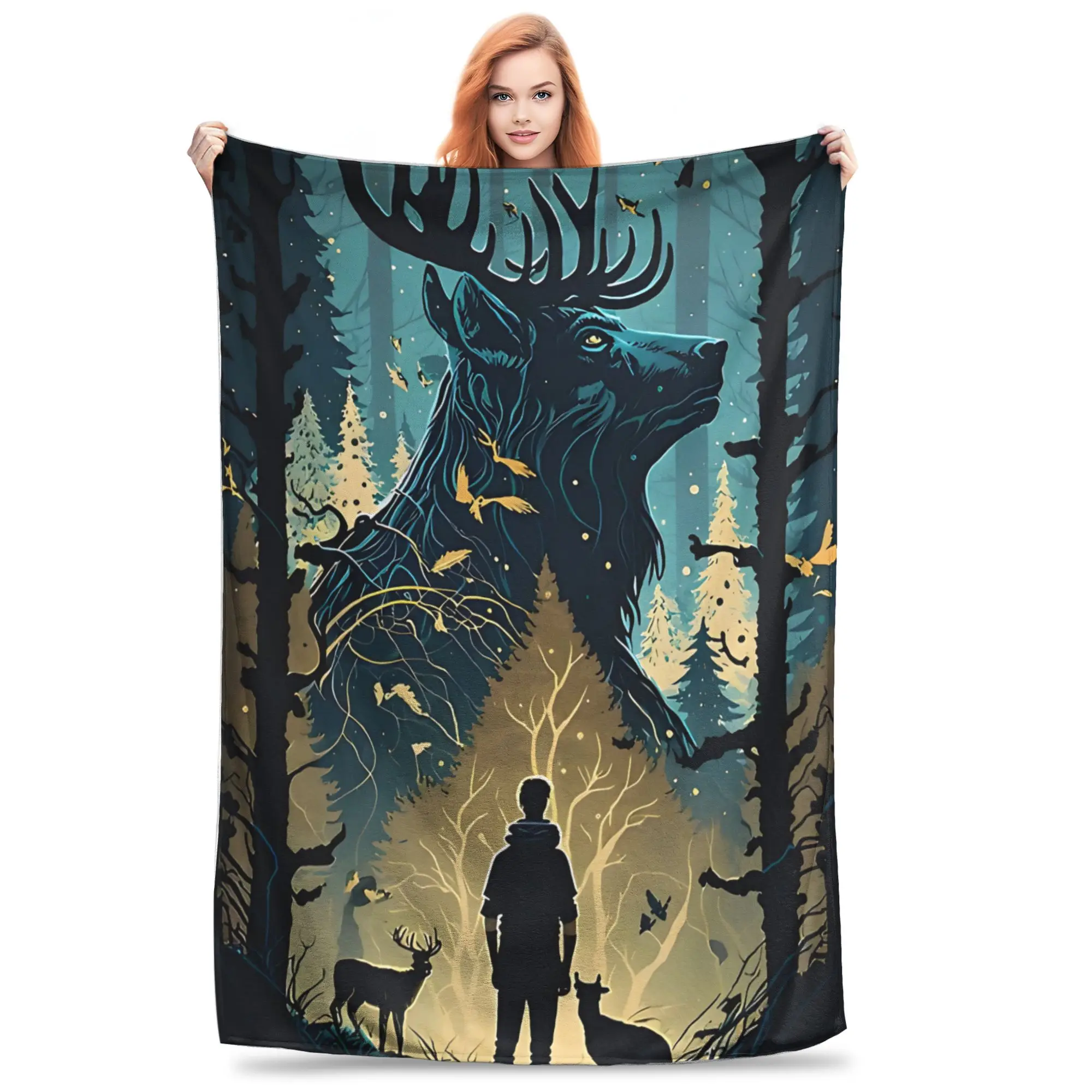1PC Home Cutecore I Love Deer Hunting  Blanket Super Cosy Plush Home Living Room Sofa halloween