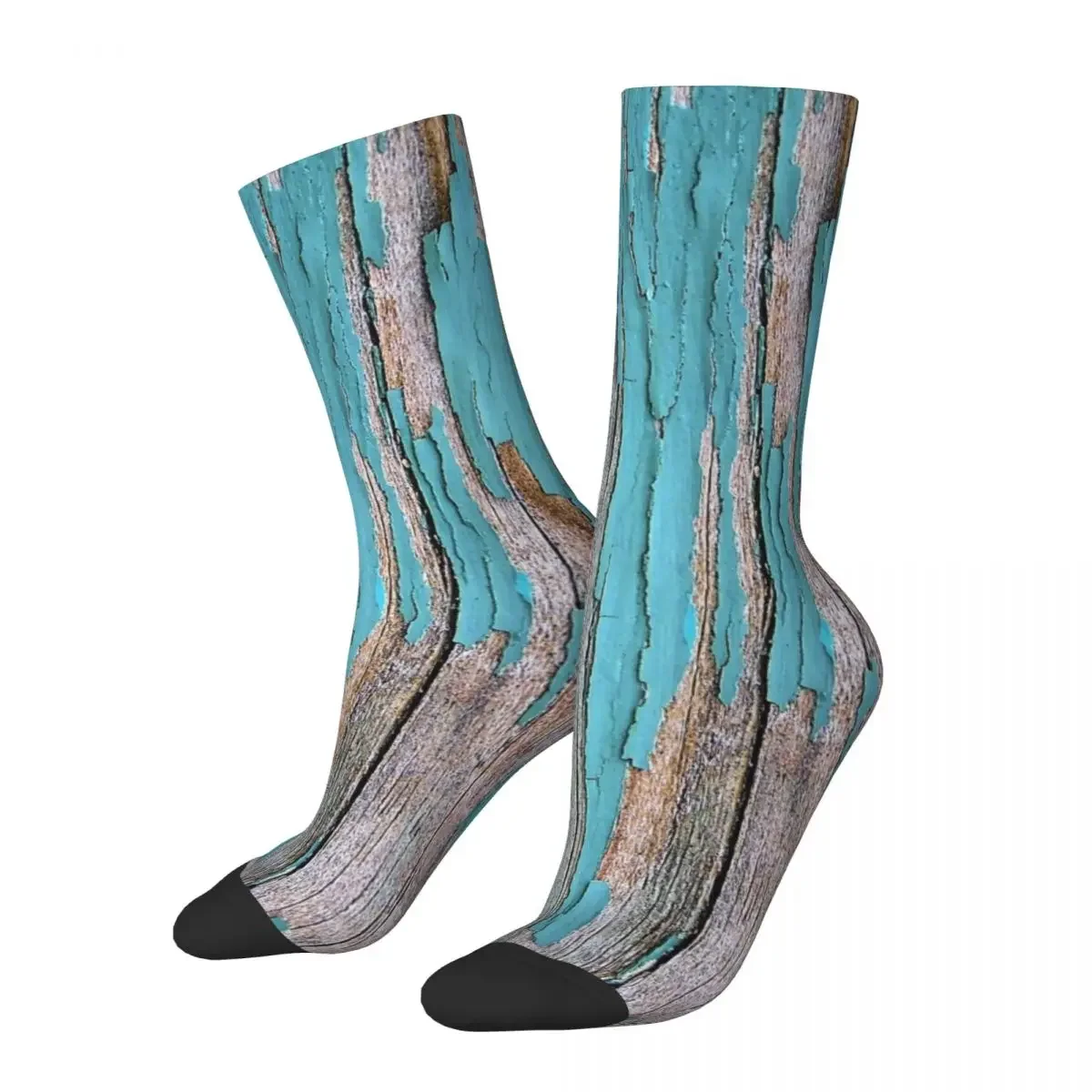

Shabby Rustic Weathered Wood Turquoise Socks Harajuku Super Soft Stockings All Season Long Socks Accessories for Unisex Gifts