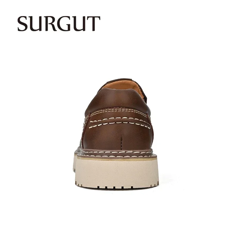 SURGUT 2024 New Spring Autumn Leather Casual Shoes Men All Season Comfortable Wear-Resistant High Quality Classic Working Shoes