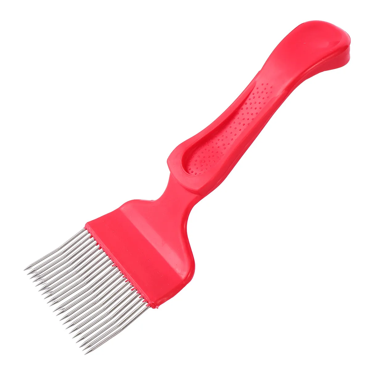 1Pcs Heavy Duty Honey Scraper with Steel Tines Red Handle Beekeeping Tool for Safe Honey Collection and Hive Inspection