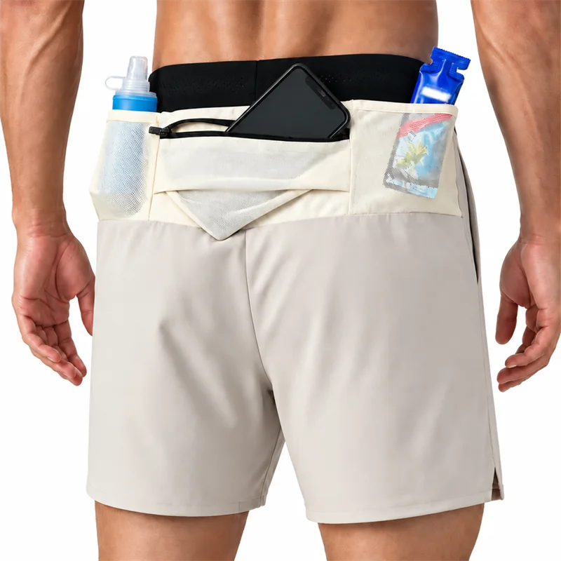 2026 New Men's Shorts Single-Layer Woven Quick Dry Solid Color Running Fitness Sports Casual American Fifth Pants Comfortable