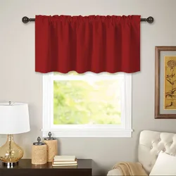 1PC, Valance Cafe Window Rod Pocket Curtain, Woven Fabric Short Valance Curtain For Home Room Kitchen Living Room Decoration