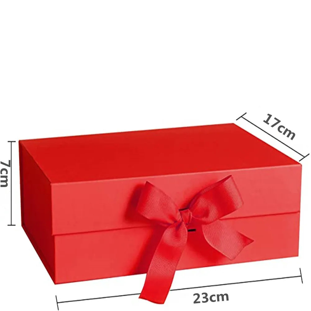 Strong Cardboard Folding Gift  Box With Magnetic Buckle Ribbon Exquisite Solid Color Clamshell Present Packaging Tools