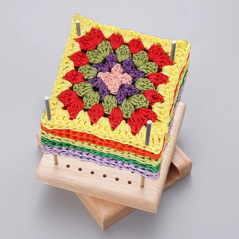 

Home Wooden Crochet Knitting Board Creative Granny Square Handmade Diy Wool Knitting Block Pad Hole Board Knitting Shaping Board