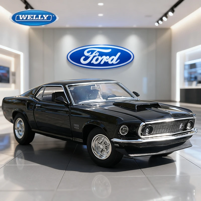 Welly 1:24 ford mustang chefe 429 liga carro diecasts & veículos de brinquedo modelo de carro em miniatura escala modelo de carro brinquedo para crianças