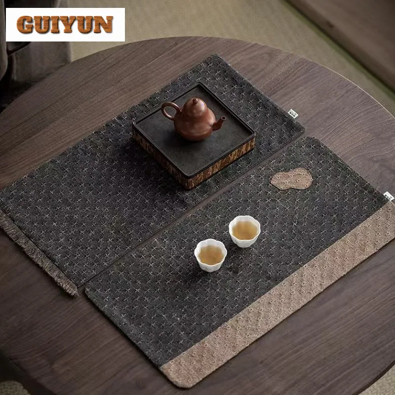 Fragrant Cloud Gauze Splicing Fabric Coasters Luxury Hot Pad For Coffee Cups Heat Insulation Placemats Chinese Tea Drinkware