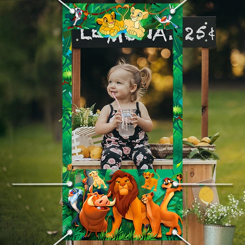 The Lion King Photo Booth Frame Props Children\'s 1st Birthday Party Shooting Backdrop Props Newborns Baby Shower Decor Banner