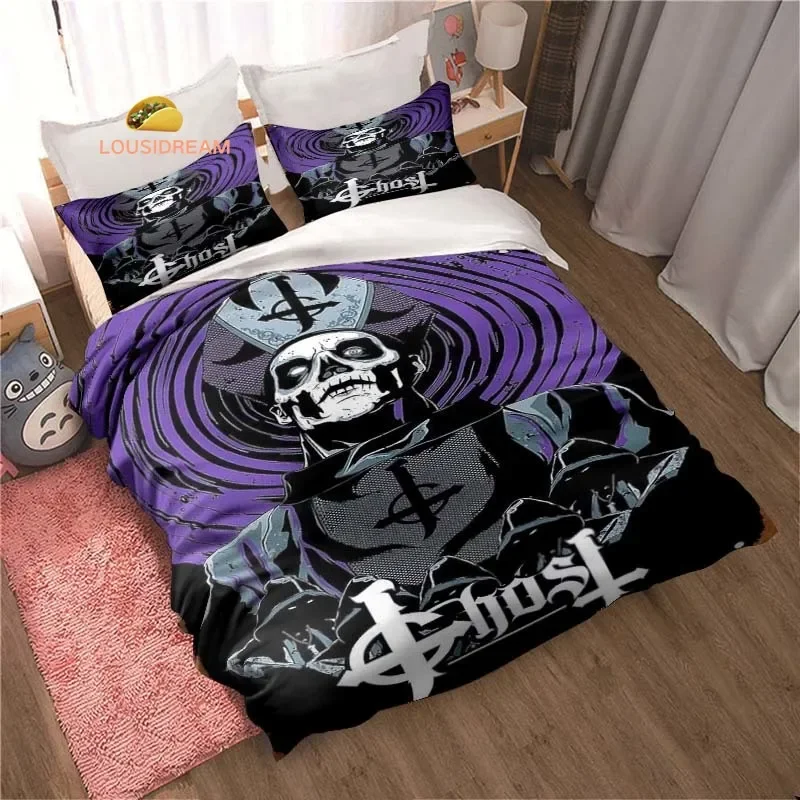 Rock Band Ghost Logo lenzuola copripiumini biancheria da letto lenzuola dormitorio Set biancheria da letto in tre pezzi Set biancheria da letto