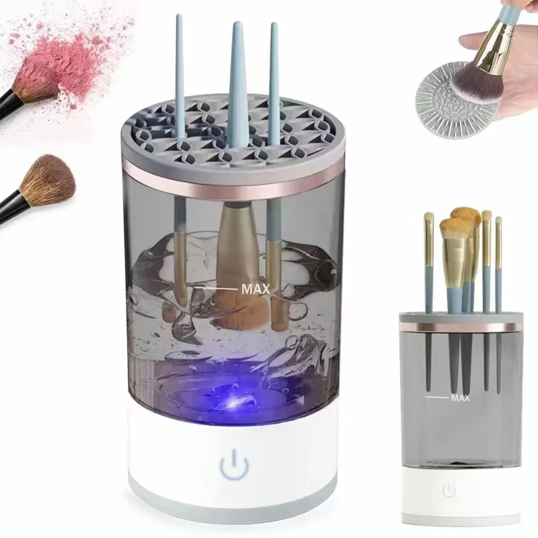 USB Charging Electric Makeup Brush Cleaner Machine: 3-in-1 Automatic Cosmetic Brush Quick Dry Cleaning Tool