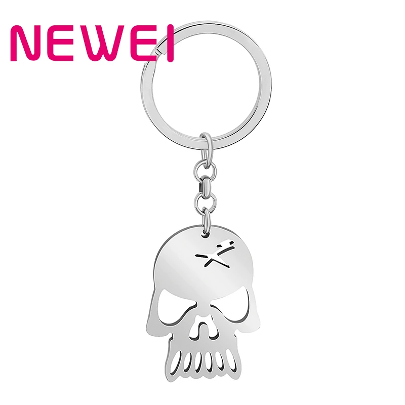 NEWEI Halloween Keychains Stainless Steel Silver-plated Skeleton Key Handbag Metal HolderCharms Jewelry For Girls Key Chain