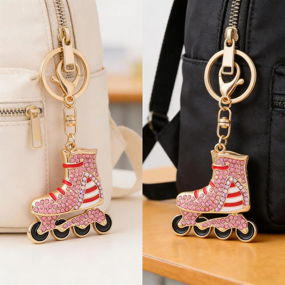 Fashion Crystal Skating Boots Keyrings Rhinestone Roller Skates Shoes Key Chains Rings Holder Purse Bag Buckle Pendant Keychain
