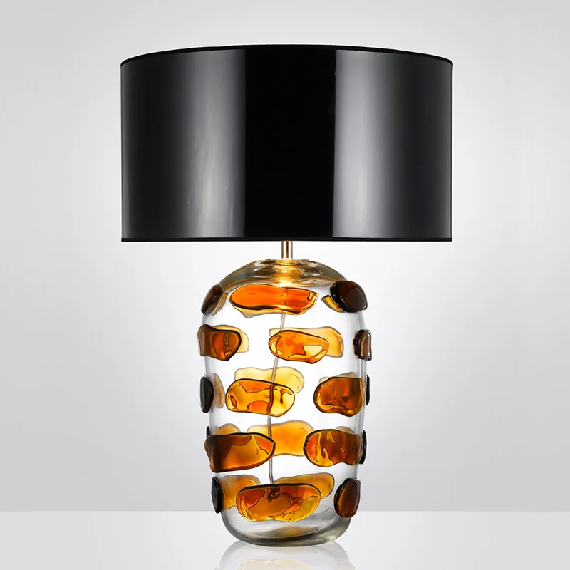 Moderne Kunst transparente Glasvase Wohnzimmer Dekoration LED Tisch lampe einfaches Schlafzimmer schwarz weiß Stoff e27 Licht Schreibtisch leuchte