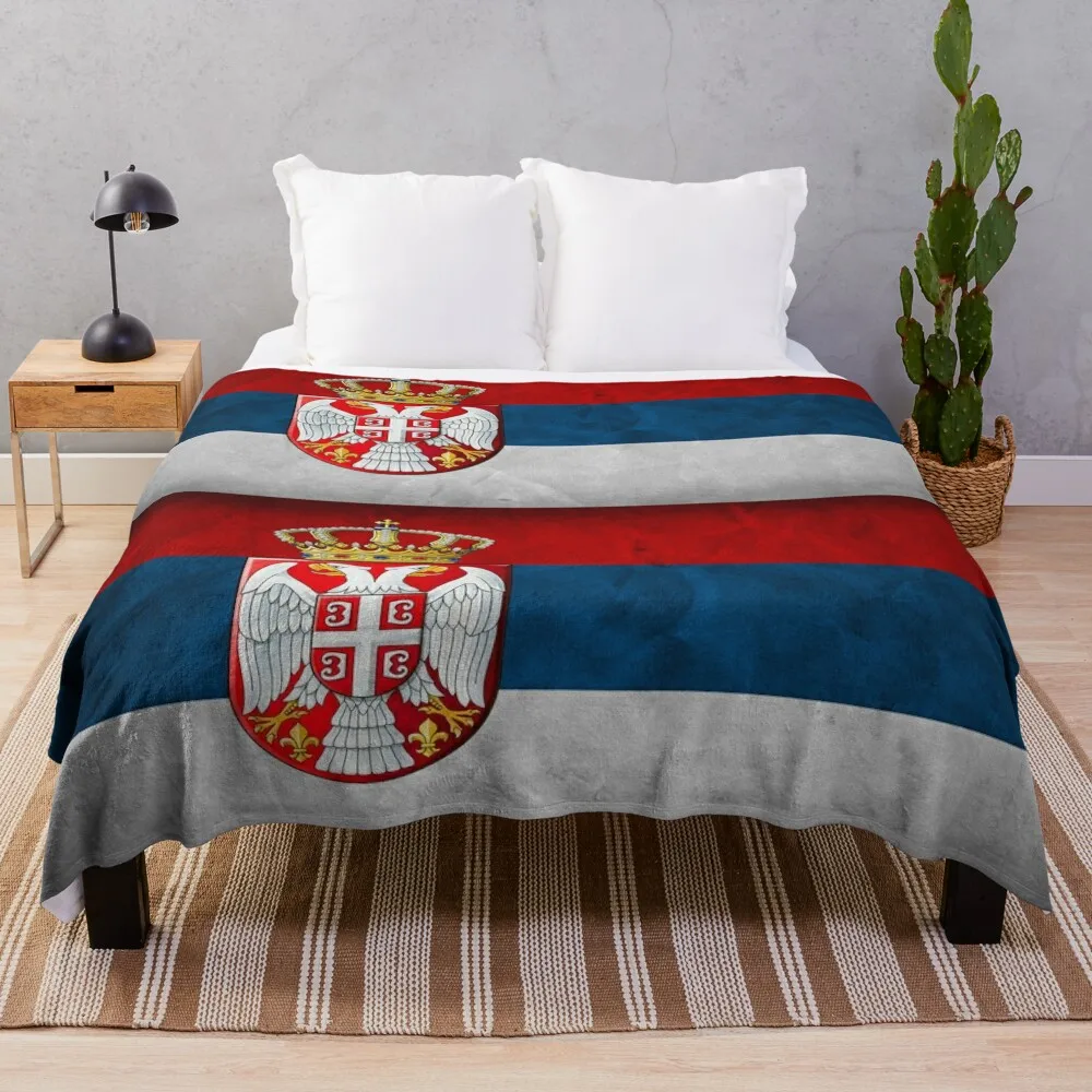 

Serbia flag Throw Blanket Giant Sofa Blanket Retro Blankets Bed covers Blanket Fluffy