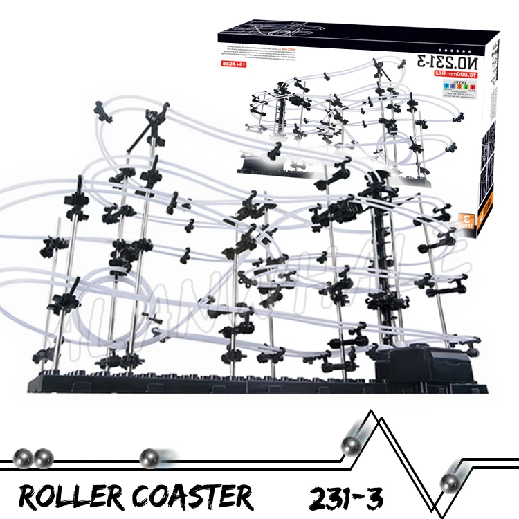 1600cm ferroviário nível 3 mármore corrida montanha russa noite modelo luminoso kit de construção haste aprendizagem brinquedos rolando bola escultura