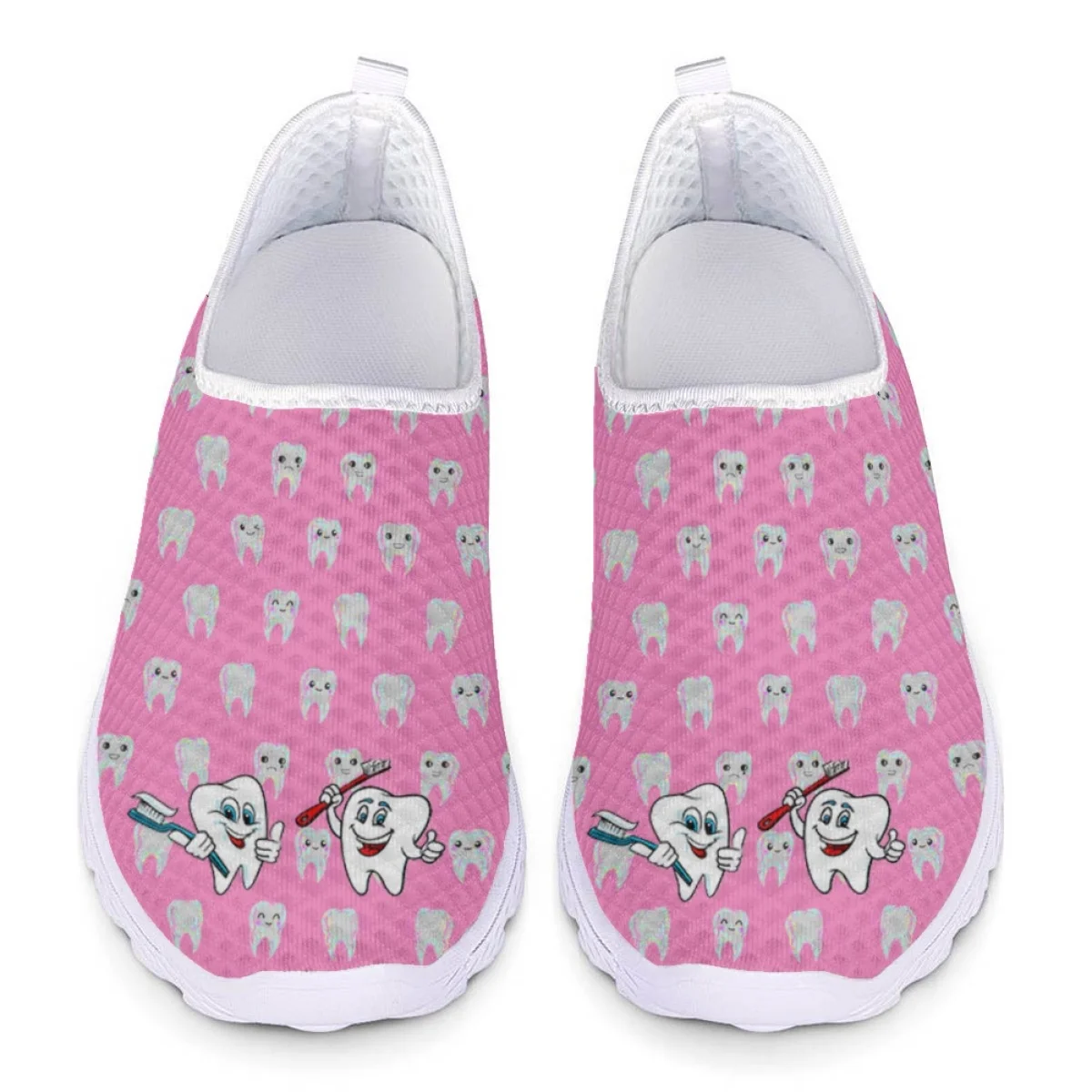 Cartoon Teeth Dental Nursing Shoes Casual Lightweight Mesh Slip-on Flats Breathable Comfortable Women's Sneakers Zapatos Mujer