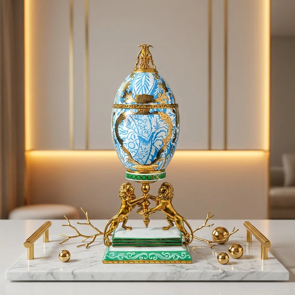 &c  Hand-painted High-temperature Porcelain Decorative Art Piece Patterndesktop Trophy-shaped Glaze Design.