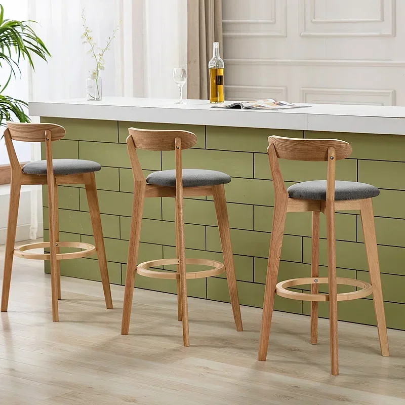 

Island Wood Bar Chairs Stools Kitchen Nordic Chair Modern High Counter Backrest Chairs Nordic Luxury Kitchen Taburetes De Bar