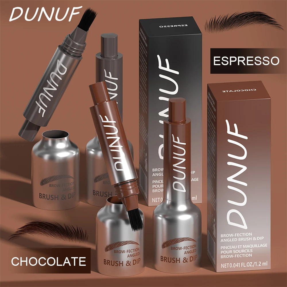 DUNUF 1 ชิ้น Dual-Prong Brow ปากกา-กันน้ํา,เหงื่อ,ยาวนาน,เริ่มต้นที่เป็นมิตร,Slim Design สําหรับคิ้วไร้ที่ติ