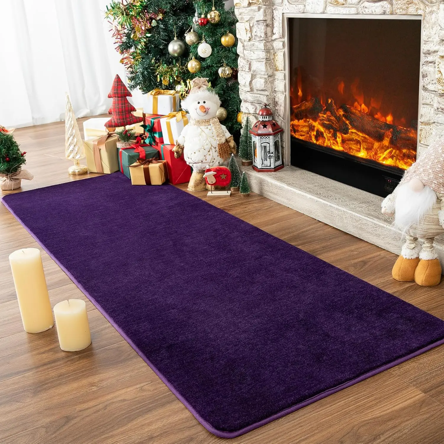 

Dark Purple 2x6 ft Memory Foam Runner Rug, Super Soft Washable Hallway Carpet for Bedroom Living Room