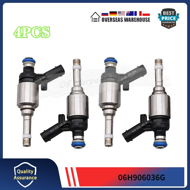 

4PCS 06H906036G Fuel injector Fit For Volkswagen Passat Jetta Tiguan GTI Audi TT A4 A3 A5 Q5 A6 Q3 Quattro 2.0L