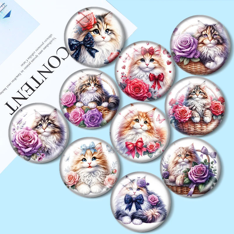 The Purple Little Cat 12/18/20/25mm glass cabochon  bracelet pendant rings for jewelry demo earrings back Making findings