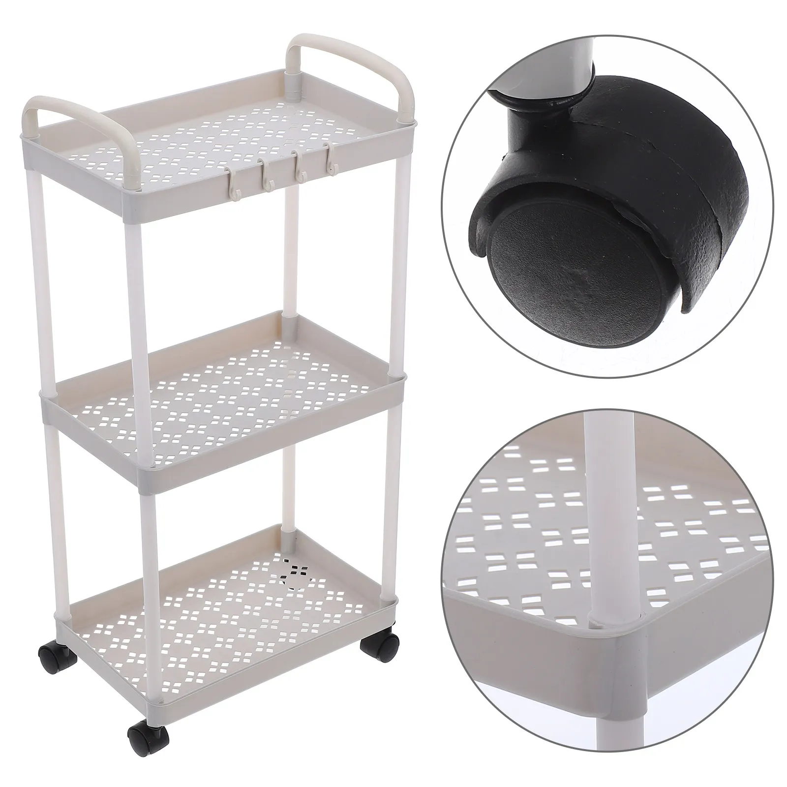 3段式のプラスチック製収納カート。移動式で、キッチン、バスル - Baby Nursery Trolley のレビューと価格