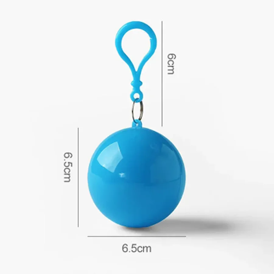 Portable Raincoat Ball Disposable Rain Cover for Adults Waterproof Colorful Keyring Ball with Hook Outdoor Emergency Raincoats