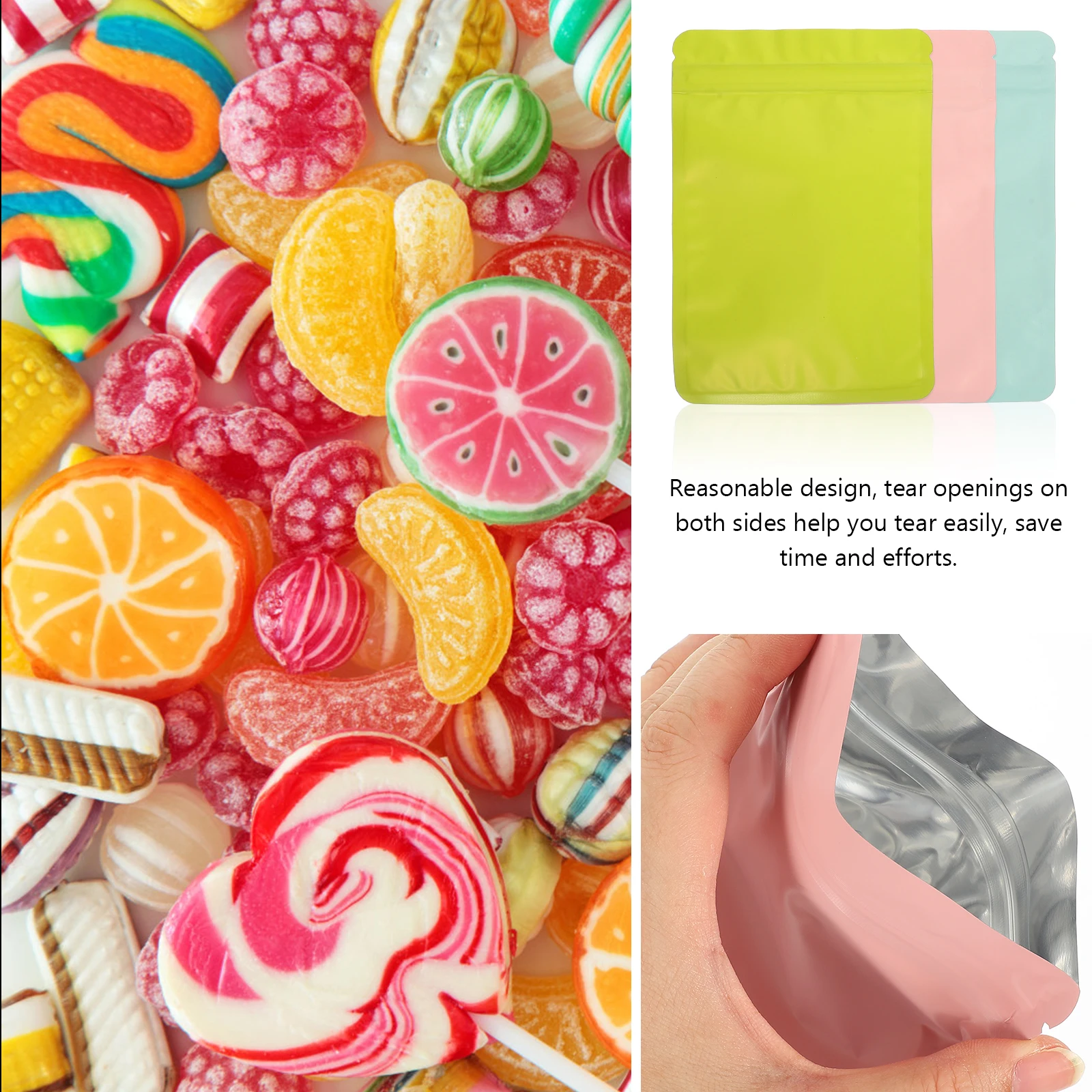 

150Pcs Plastic Snack Seal Bags Reusable Food Packaging Pouches for Candy Cookies Nuts Storage Seal Bags Food Bag